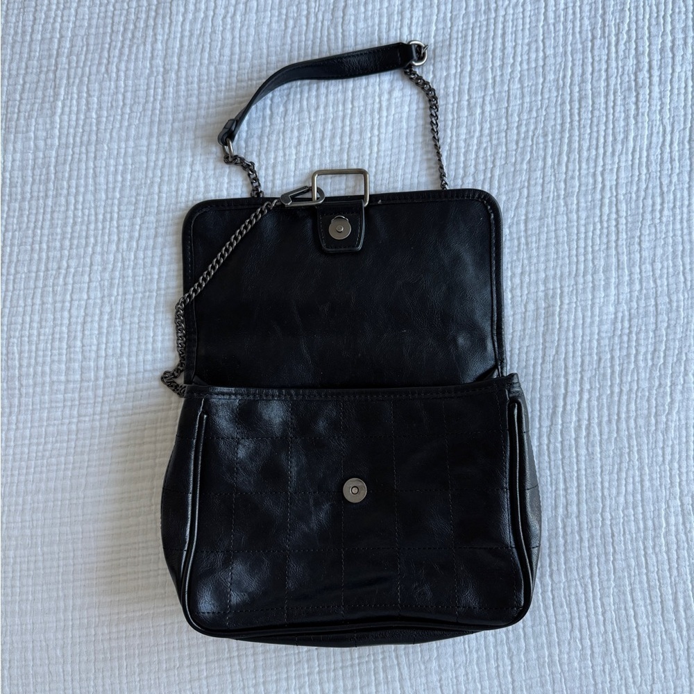 ZARA Black Quilted Crossbody Bag Chain Strap Detachable Adjustable Silver HW - Picture 4 of 6